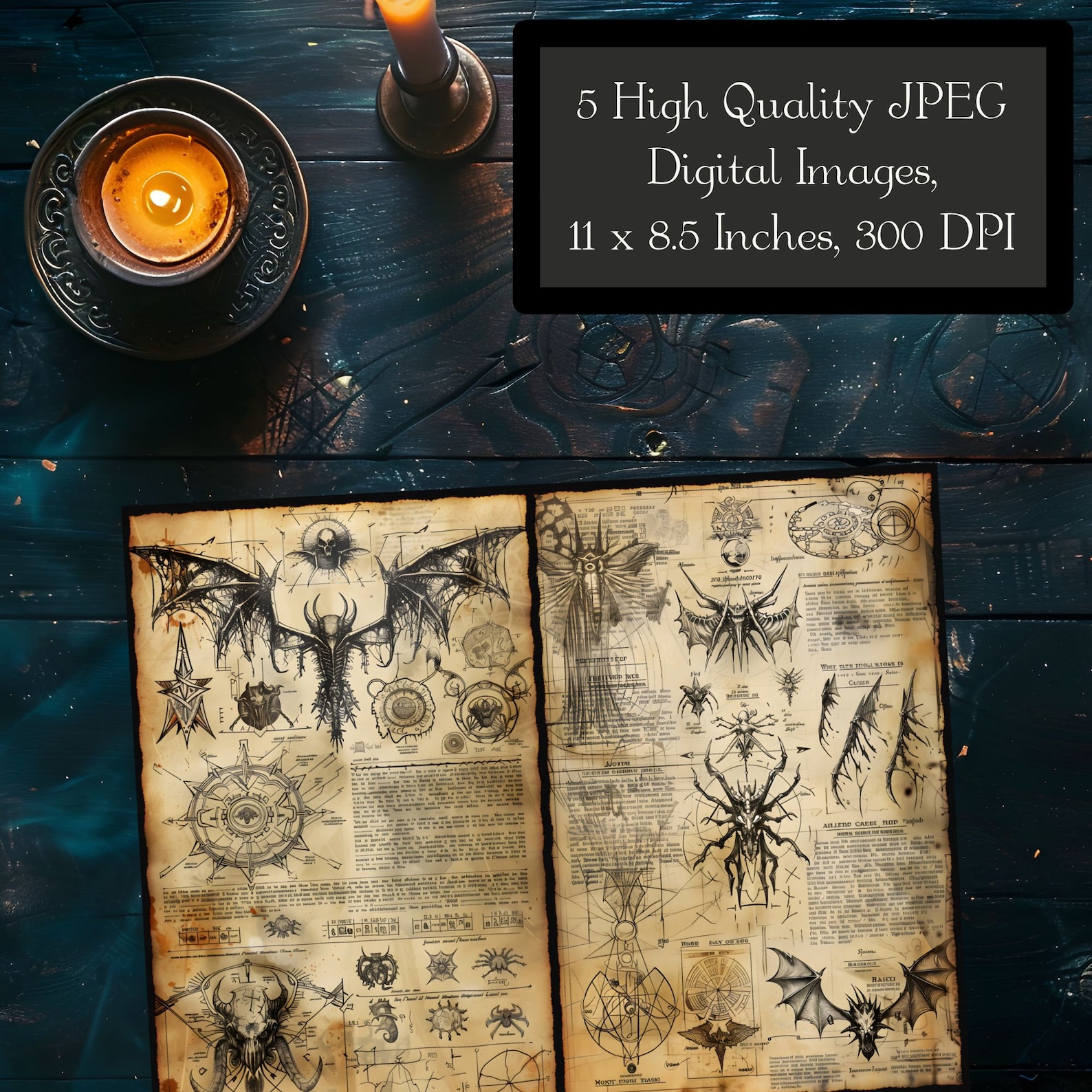 Dark Spell Junk Journal Pages, Monster Summon Scrapbook Paper Fantasy ...