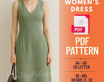 V Neck Maxi Dress Sewing Pattern PDF: Women's Evening Gown (XS-6XL) (Digital Download