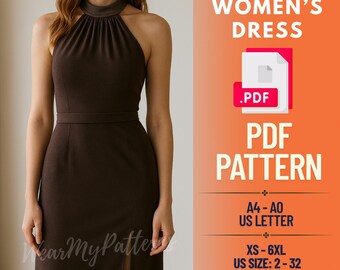 Neckholder Maxi Kleid Schnittmuster | Moderner Qipao Stil (PDF)