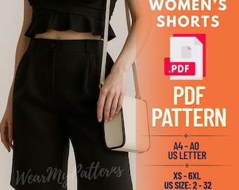 High Waist Damen Shorts Schnittmuster PDF: XS-6XL (Digitaler Download)