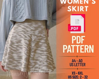 Layered Trumpet Mini Skirt Sewing Pattern: XS-6XL (PDF Download)