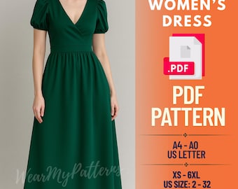 Puff Sleeve Midi Dress Sewing Pattern | Victorian, Renaissance, Cottagecore (PDF)