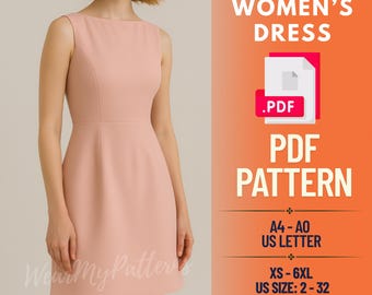A-Line Shift Dress Sewing Pattern | Sleeveless Minimalist Style (PDF)