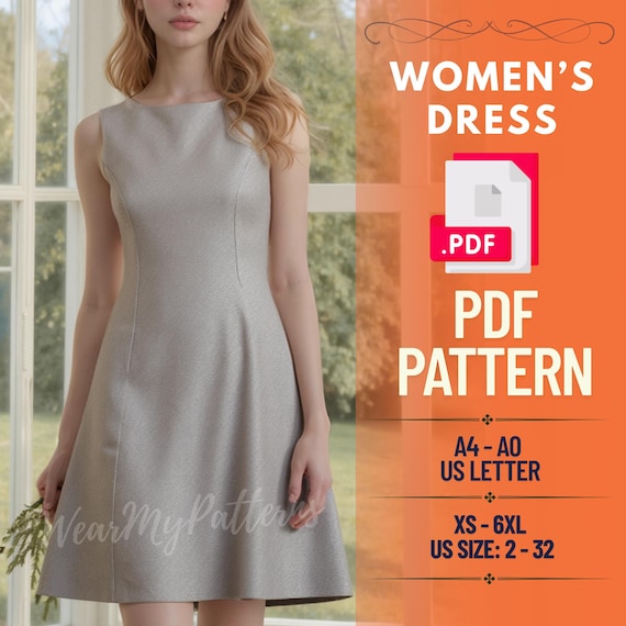 Fit and Flare Dress Sewing Pattern: Women's A-line PDF (XS-6XL) - Etsy
