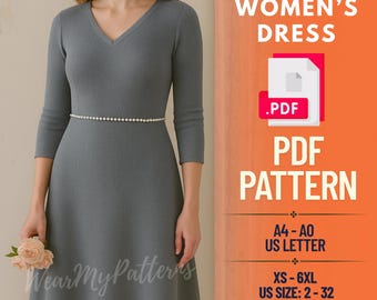 knit fit and flare dress pattern V9199