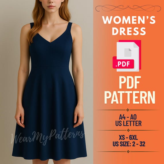 Victorian Sleeveless A-Line Dress PDF Pattern: Plus Size Sewing (XS-6XL)