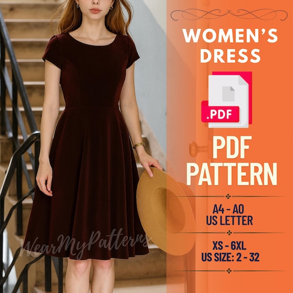 fitted lace wedding dress Boat Neck Dress HELOISE Sewing Pattern PDF| Kristina Sewista