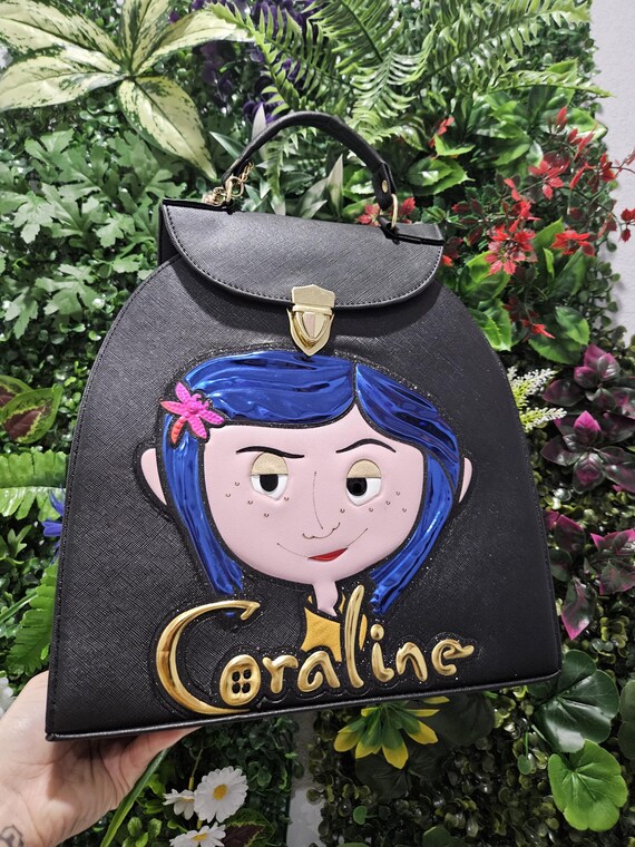 Black Backpack with Coraline Character and Pink Front Pocket Coraline Cake Mini Backpack With Chase Variant | Hot Topic main image 2