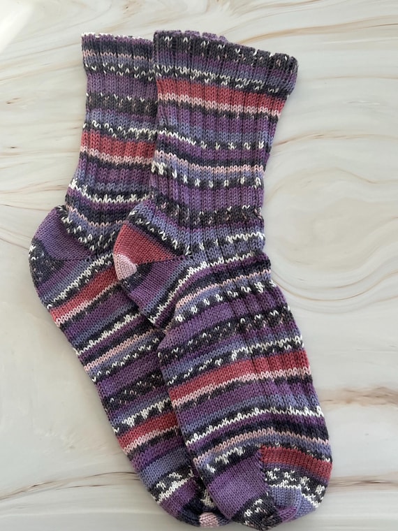 Handmade Socks-acrylic Women's Medium Ankle Socks Purple