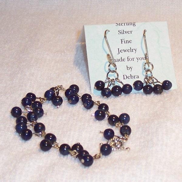 Lapis Lazuli Bracelet and Matching Earrings                  Free Shipping