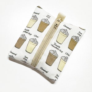 Tiny zipper pouch / earbud case / earbud pouch / AirPod pouch / coin pouch | Frappuccino iced drink -- Flat Shipping