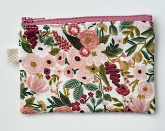 Rifle Paper Co. Floral Petite Rose, Handmade Cotton Coin Purse