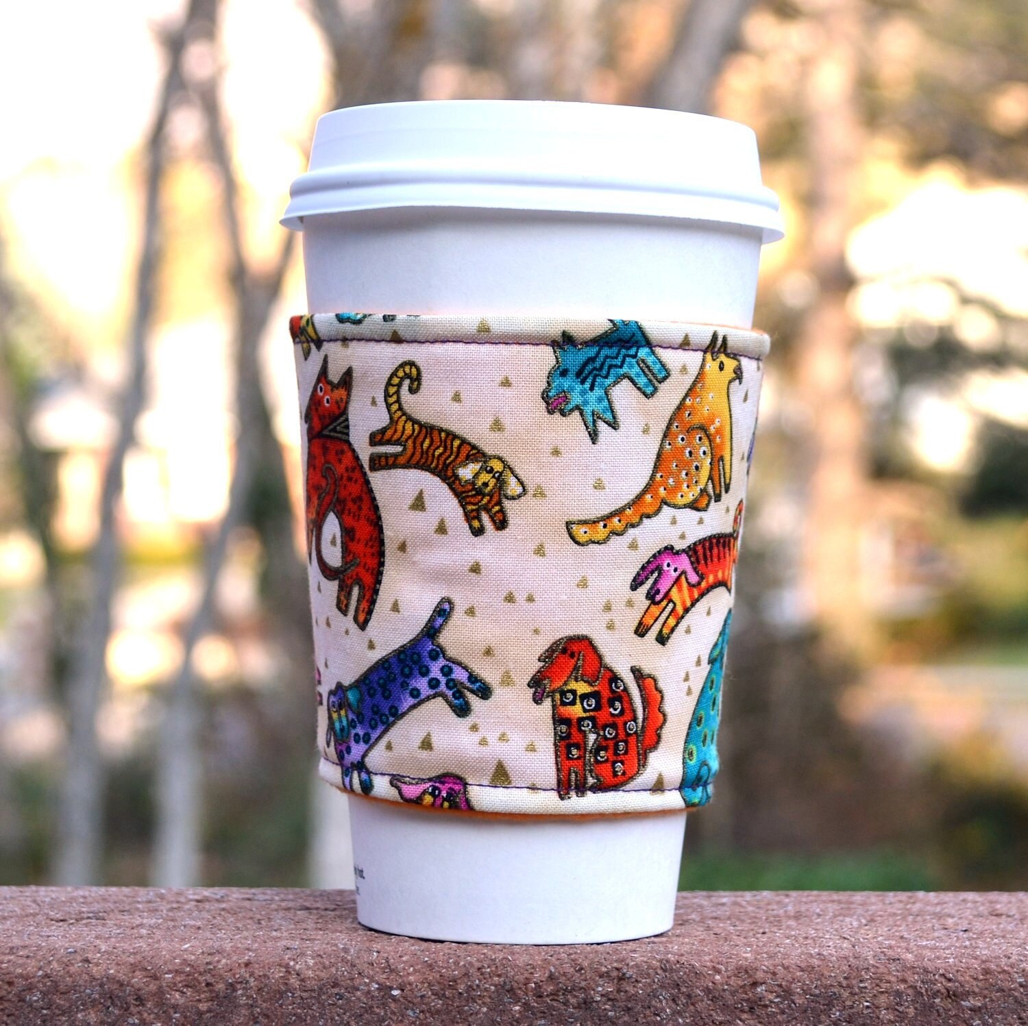 Fabric coffee cozy / cup holder / coffee sleeve / tea sleeve | Etsy