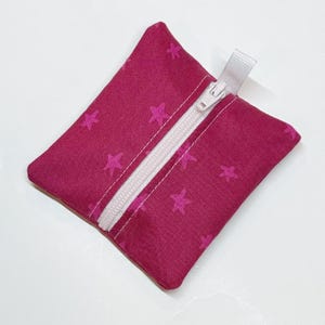 Tiny zipper pouch / earbud case / earbud pouch / coin pouch | Ruby Star Society Alexia Abegg — pink stars on dark pink -- Flat Shipping