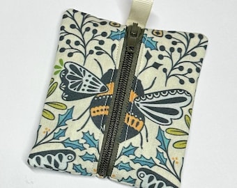 Tiny zipper pouch / earbud case / AirPod pouch / coin pouch | Bees -- Flat Shipping