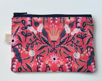 Rifle Paper Co. Amalfi Coral Floral, Handmade Cotton Coin Purse