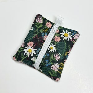 Tiny zipper pouch / earbud case / earbud pouch / coin pouch | Rifle Paper Co Daisy field -- Flat Shipping