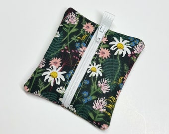 Tiny zipper pouch / earbud case / earbud pouch / coin pouch | Rifle Paper Co Daisy field -- Flat Shipping