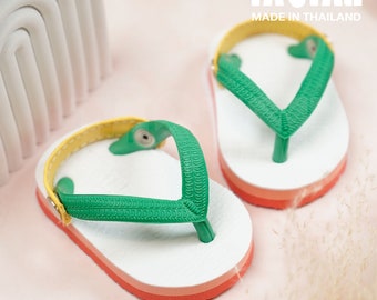 Flip Flops sandals for a kid's shoes (two tone green) Thailand Product baby shoes, summer flip flops