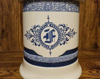 Seltener Fonseca Humidor-Behälter aus weißer und blauer Keramik