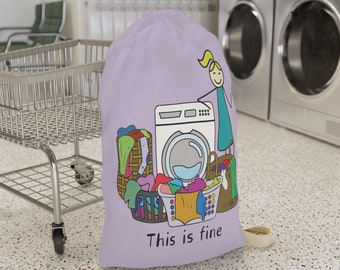 Funny this is fine laundry bag, Custom purple clothes hamper,  College Dorm laundry bag,  Laundry Essentials, Portable Clothes Bag