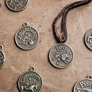 Mens Basic Zodiac Necklace Choose Your Sign Unisex Zodiac Necklace leather Horoscope For Him image 3