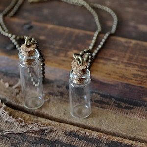 Message In A Bottle Necklace Mens Necklace Mini Bottle Mini Vial Customize This Necklace image 1