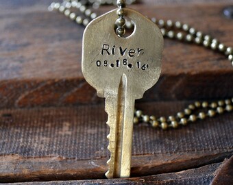 Custom Pet Key - Pet Adoption - Animal Lover - Key To My Heart -  Dog - Cat - Leather or Chain Necklace