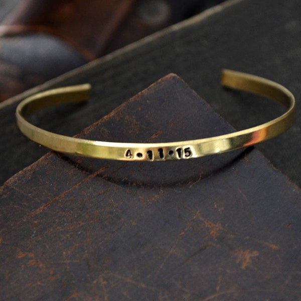 Hand Stamped Date Bracelet - Childs Birthdate Bracelet - Personalized Wedding Date Bracelet - Custom Bithday Bracelet - Custom Cuff Bracelet