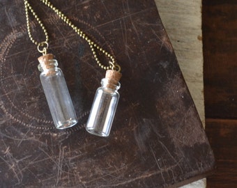 Message In A Bottle Necklace - Vial Necklace - Mini Bottle Mini Vial - Customize This Necklace