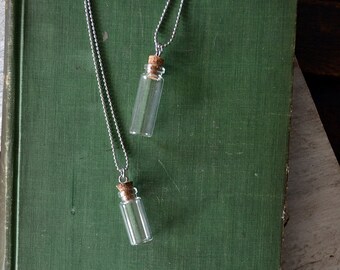 Message In A Bottle Necklace - Vial Necklace - Mini Bottle - Silver Bottle Necklace - Customize This Necklace