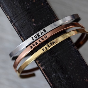 Hand Stamped Name Bracelet - Childs Name Bracelet - Personalized Stacking Bracelet - Custom Name Bracelet - Mom Bracelet - Handstamped Cuff