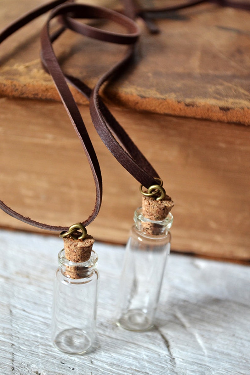Basic Message In A Bottle Necklace Mini Bottle Necklace Mens Necklace Womens Necklace Customize Personalize image 4