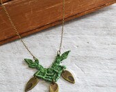 Tribal Lace Necklace - Hunter Green - Forest Green - Bohemian - Warrior - Lace Jewelry - Hand Dyed - Brass