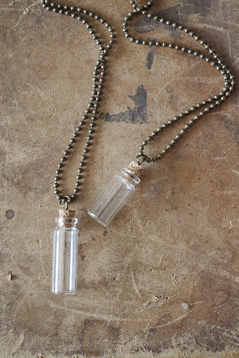 Message In A Bottle Necklace Mens Necklace Mini Bottle Mini Vial Customize This Necklace image 3