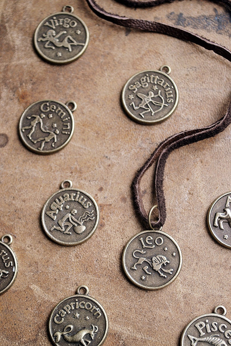 Mens Basic Zodiac Necklace Choose Your Sign Unisex Zodiac Necklace leather Horoscope For Him image 3