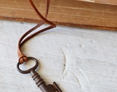 Vintage Skeleton Key Necklace - Mens Key Necklace - Womens Key Necklace - Rustic Key - Choose Your Cord Color