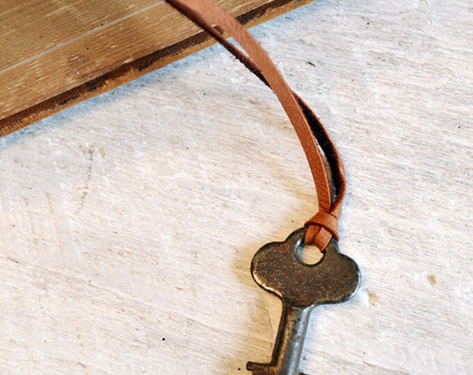 Vintage Key Necklace Mens Skeleton Key Necklace Rustic Etsy