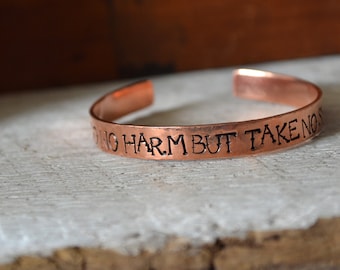 Do No Harm But Take No Shit Cuff Bracelet - Mantra Bracelet - Hand Stamped Bracelet - Stacking Bracelet - Inspirational Bracelet