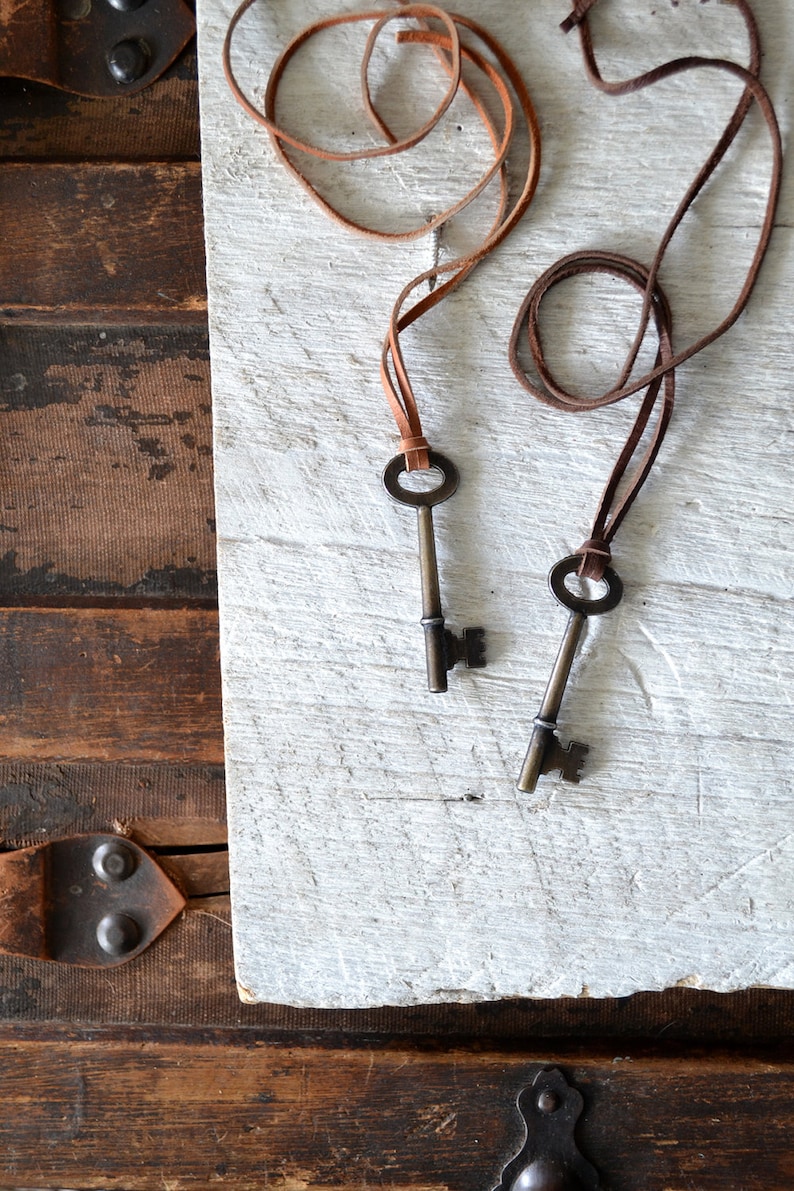 Skeleton Key Necklace Mens Skeleton Key Necklace Rustic Etsy