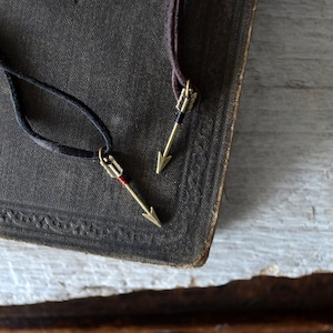 Lucky Arrow Necklace - Leather Arrow Necklace - Follow Your Arrow - Wire Wrapped Arrow - Mens Arrow Necklace - Brass Arrow Necklace