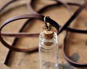 Basic Message In A Bottle Necklace - Mini Bottle Necklace - Mens Necklace - Womens Necklace - Customize - Personalize