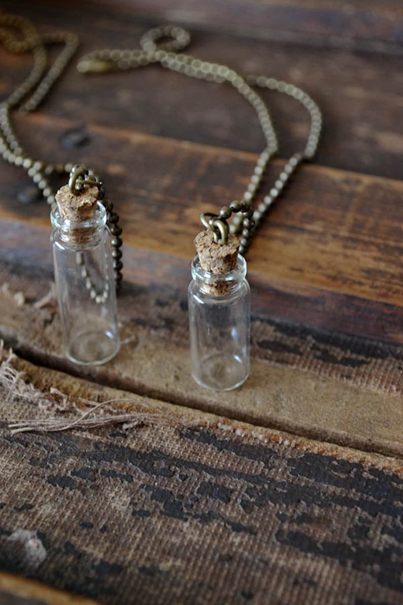 Message In A Bottle Necklace Mens Necklace Mini Bottle Mini Vial Customize This Necklace image 1