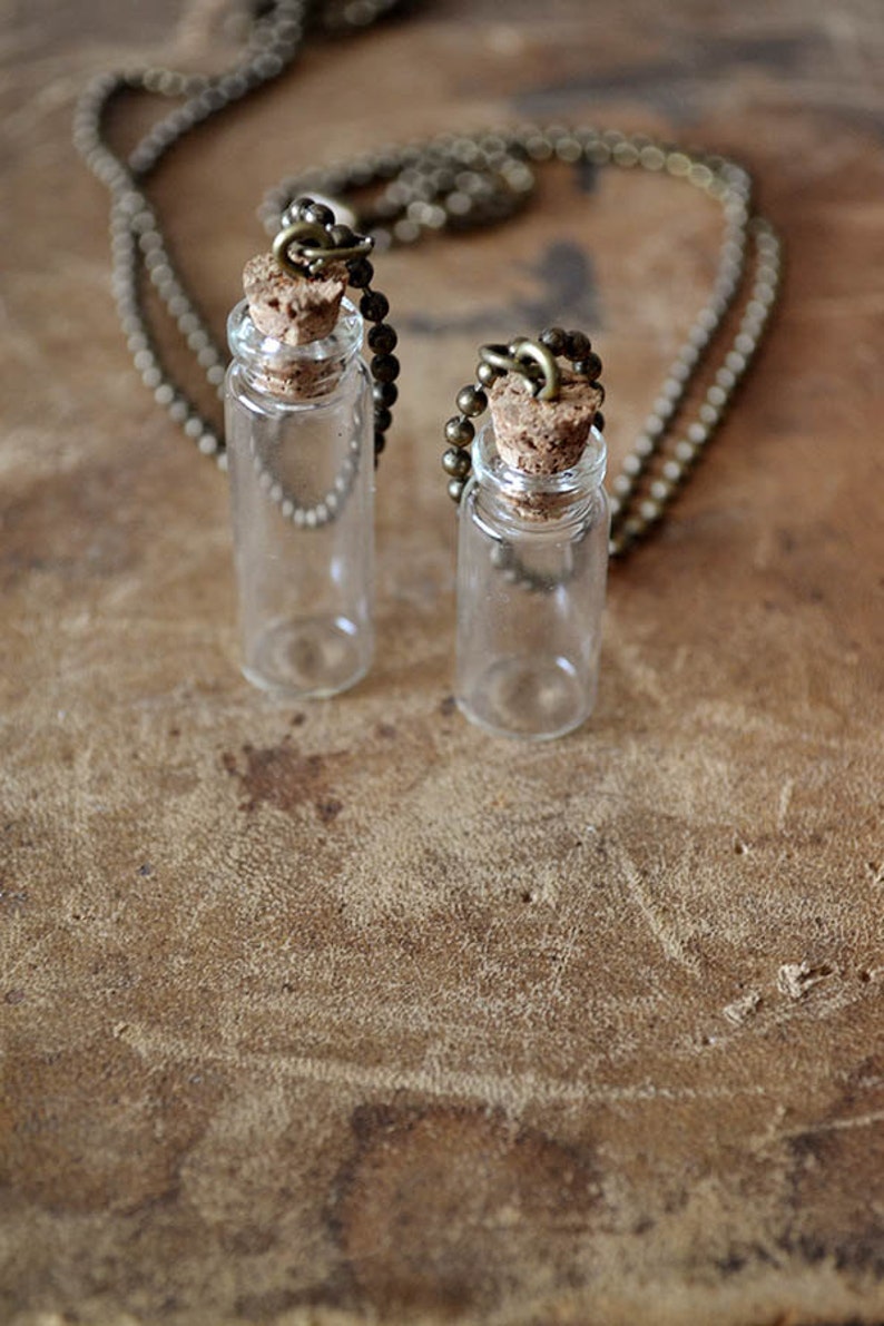 Message In A Bottle Necklace Mens Necklace Mini Bottle Mini Vial Customize This Necklace image 4