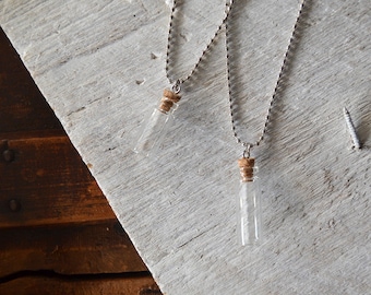 Message In A Bottle Necklace - Mens Necklace - SIlver Mini Bottle - Secret Message - Customize This Necklace