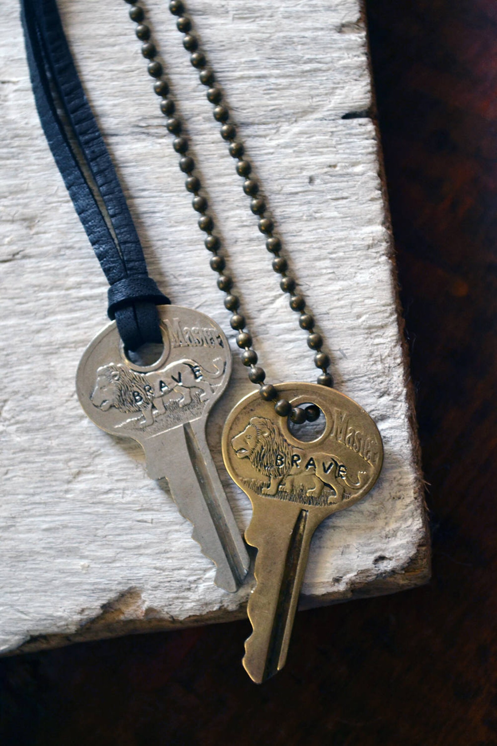 Key of Bravery Brass Lion Key Masterlock Key Necklace Etsy