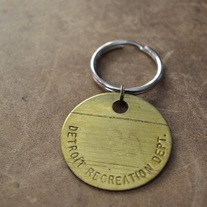 Authentic Vintage Detroit Recreation Department Tag Keychain Upcycle Michigan Keychain 20% Of Sales Donated to Animal Rescue Groups image 3