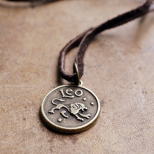 Mens Basic Zodiac Necklace Choose Your Sign Unisex Zodiac Necklace leather Horoscope For Him image 1