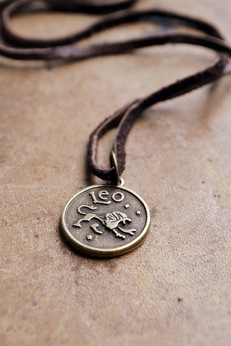 Mens Basic Zodiac Necklace Choose Your Sign Unisex Zodiac Necklace leather Horoscope For Him image 1