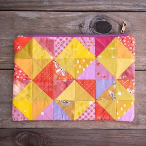 big scrappy patchwork zipper pouch